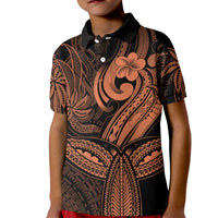 Polynesia Kid Polo Shirt Whale Tale and Polynesian Sunset Plumeria Gold LT9 Kid Gold - Polynesian Pride