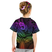 Polynesia Kid T Shirt Whale Tale and Polynesian Sunset Plumeria Rainbow LT9 - Polynesian Pride