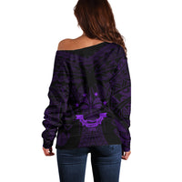 FSM Chuuk States Off Shoulder Sweater Micronesia Vintage Polynesian Tribal Purple Version LT9 - Polynesian Pride
