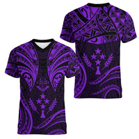 FSM Kosrae States Women V Neck T Shirt Micronesia Vintage Polynesian Tribal Purple Version LT9 - Polynesian Pride