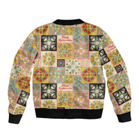 Mele Kalikimaka Hawaii Christmas Bomber Jacket Melemele Mama Seamless Floral Motif - Polynesian Pride