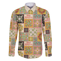 Mele Kalikimaka Hawaii Christmas Family Matching Off Shoulder Maxi Dress and Hawaiian Shirt Melemele Mama Seamless Floral Motif - Polynesian Pride