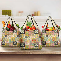 Mele Kalikimaka Hawaii Christmas Grocery Bag Melemele Mama Seamless Floral Motif - Polynesian Pride