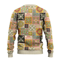 Mele Kalikimaka Hawaii Christmas Ugly Christmas Sweater Melemele Mama Seamless Floral Motif - Polynesian Pride