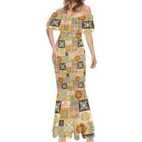 Mele Kalikimaka Hawaii Christmas Mermaid Dress Melemele Mama Seamless Floral Motif - Polynesian Pride