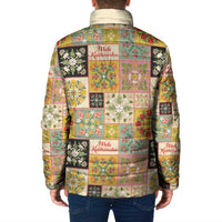Mele Kalikimaka Hawaii Christmas Padded Jacket Melemele Mama Seamless Floral Motif - Polynesian Pride