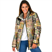 Mele Kalikimaka Hawaii Christmas Padded Jacket Melemele Mama Seamless Floral Motif - Polynesian Pride