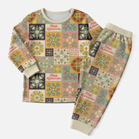 Mele Kalikimaka Hawaii Christmas Pajama Set Melemele Mama Seamless Floral Motif - Polynesian Pride