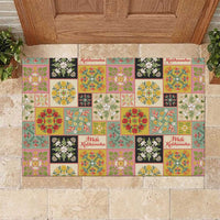 Mele Kalikimaka Hawaii Christmas Rubber Doormat Melemele Mama Seamless Floral Motif - Polynesian Pride
