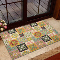 Mele Kalikimaka Hawaii Christmas Rubber Doormat Melemele Mama Seamless Floral Motif - Polynesian Pride