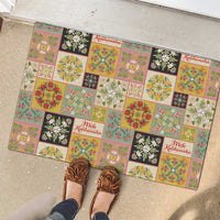 Mele Kalikimaka Hawaii Christmas Rubber Doormat Melemele Mama Seamless Floral Motif - Polynesian Pride