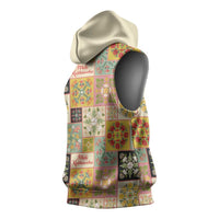 Mele Kalikimaka Hawaii Christmas Sleeveless Hoodie Melemele Mama Seamless Floral Motif - Polynesian Pride