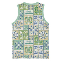 Mele Kalikimaka Hawaii Christmas Basketball Jersey Omaomao Seamless Floral Motif - Polynesian Pride