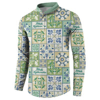 Mele Kalikimaka Hawaii Christmas Button Sweatshirt Omaomao Seamless Floral Motif - Polynesian Pride