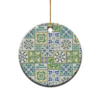 Mele Kalikimaka Hawaii Christmas Ceramic Ornament Omaomao Seamless Floral Motif - Polynesian Pride