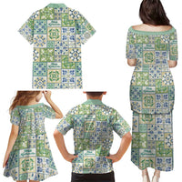 Mele Kalikimaka Hawaii Christmas Family Matching Puletasi and Hawaiian Shirt Omaomao Seamless Floral Motif - Polynesian Pride