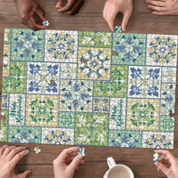 Mele Kalikimaka Hawaii Christmas Puzzle Omaomao Seamless Floral Motif - Polynesian Pride