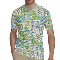 Mele Kalikimaka Hawaii Christmas Rugby Jersey Omaomao Seamless Floral Motif - Polynesian Pride