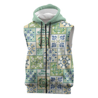 Mele Kalikimaka Hawaii Christmas Sleeveless Zip Hoodie Omaomao Seamless Floral Motif - Polynesian Pride