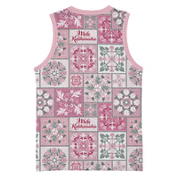 Mele Kalikimaka Hawaii Christmas Basketball Jersey Akala Seamless Floral Motif - Polynesian Pride