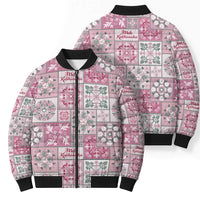 Mele Kalikimaka Hawaii Christmas Bomber Puffer Jacket Akala Seamless Floral Motif - Polynesian Pride
