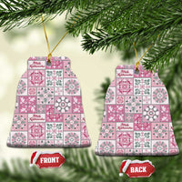 Mele Kalikimaka Hawaii Christmas Ceramic Ornament Akala Seamless Floral Motif - Polynesian Pride