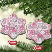 Mele Kalikimaka Hawaii Christmas Ceramic Ornament Akala Seamless Floral Motif - Polynesian Pride