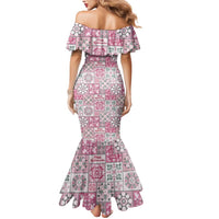 Mele Kalikimaka Hawaii Christmas Mermaid Dress Akala Seamless Floral Motif - Polynesian Pride