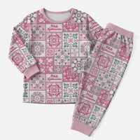 Mele Kalikimaka Hawaii Christmas Pajama Set Akala Seamless Floral Motif - Polynesian Pride