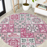 Mele Kalikimaka Hawaii Christmas Round Carpet Akala Seamless Floral Motif - Polynesian Pride