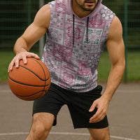 Mele Kalikimaka Hawaii Christmas Sleeveless Hoodie Akala Seamless Floral Motif - Polynesian Pride