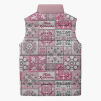 Mele Kalikimaka Hawaii Christmas Sleeveless Puffer Jacket Akala Seamless Floral Motif - Polynesian Pride