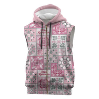 Mele Kalikimaka Hawaii Christmas Sleeveless Zip Hoodie Akala Seamless Floral Motif - Polynesian Pride