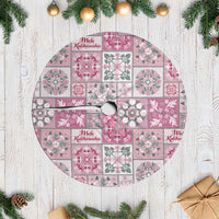 Mele Kalikimaka Hawaii Christmas Tree Skirt Akala Seamless Floral Motif - Polynesian Pride