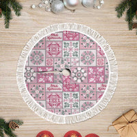 Mele Kalikimaka Hawaii Christmas Tree Skirt Akala Seamless Floral Motif - Polynesian Pride