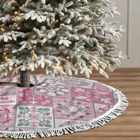 Mele Kalikimaka Hawaii Christmas Tree Skirt Akala Seamless Floral Motif - Polynesian Pride