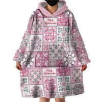 Mele Kalikimaka Hawaii Christmas Wearable Blanket Hoodie Akala Seamless Floral Motif - Polynesian Pride