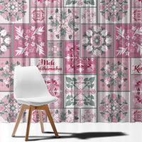 Mele Kalikimaka Hawaii Christmas Window Curtain Akala Seamless Floral Motif - Polynesian Pride