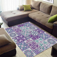 Mele Kalikimaka Hawaii Christmas Area Rug Poni Seamless Floral Motif - Polynesian Pride