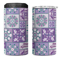 Mele Kalikimaka Hawaii Christmas 4 in 1 Can Cooler Tumbler Poni Seamless Floral Motif - Polynesian Pride