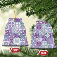 Mele Kalikimaka Hawaii Christmas Ceramic Ornament Poni Seamless Floral Motif - Polynesian Pride