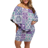 Mele Kalikimaka Hawaii Christmas Family Matching Off Shoulder Short Dress and Hawaiian Shirt Poni Seamless Floral Motif - Polynesian Pride