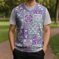 Mele Kalikimaka Hawaii Christmas Knitted V-Neck Vest Poni Seamless Floral Motif - Polynesian Pride