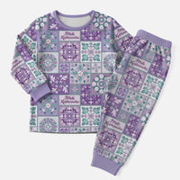 Mele Kalikimaka Hawaii Christmas Pajama Set Poni Seamless Floral Motif - Polynesian Pride