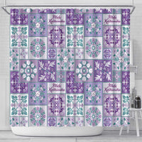 Mele Kalikimaka Hawaii Christmas Shower Curtain Poni Seamless Floral Motif - Polynesian Pride
