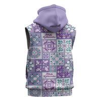 Mele Kalikimaka Hawaii Christmas Sleeveless Zip Hoodie Poni Seamless Floral Motif - Polynesian Pride