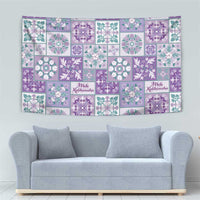 Mele Kalikimaka Hawaii Christmas Tapestry Poni Seamless Floral Motif - Polynesian Pride