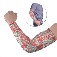 Mele Kalikimaka Hawaii Christmas Arm Sleeves Ulaula Seamless Floral Motif - Polynesian Pride