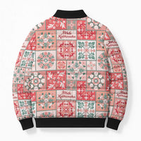 Mele Kalikimaka Hawaii Christmas Bomber Puffer Jacket Ulaula Seamless Floral Motif - Polynesian Pride