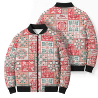 Mele Kalikimaka Hawaii Christmas Bomber Puffer Jacket Ulaula Seamless Floral Motif - Polynesian Pride